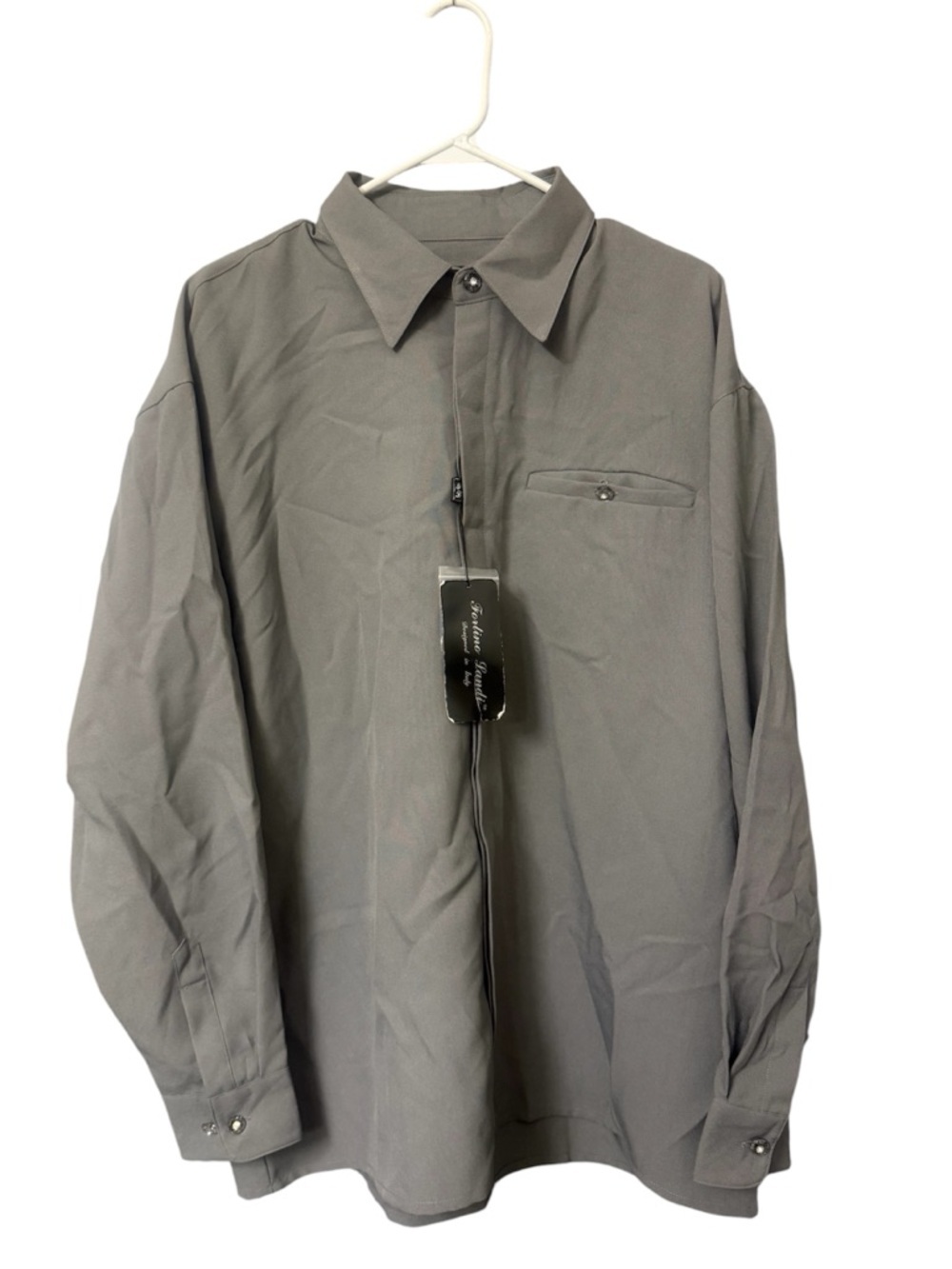 Fortino Landi Classic Gray Button-Front Men’s Dress Shirt Size XL/38